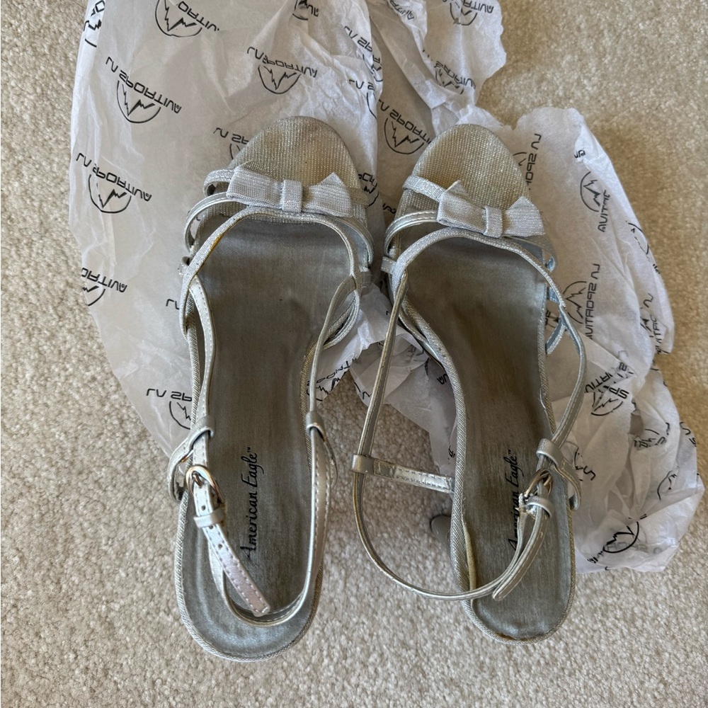 American Eagle Outfitters Silver Strappy Heels